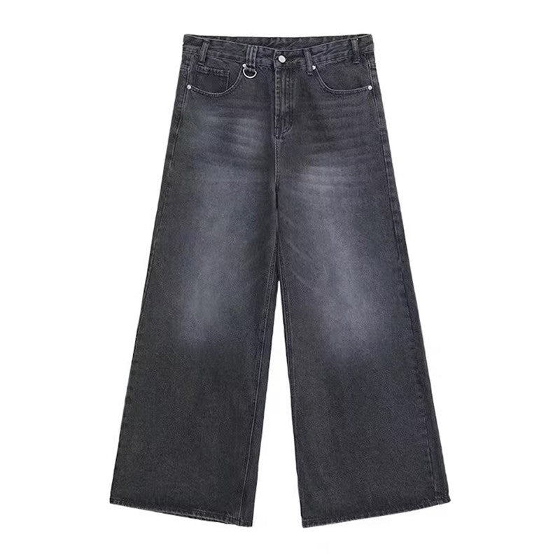 New Men's Baggy Straight Leg Wide Leg Jeans Male Fashion Vintage Wash Casual Denim Pants Youth Popular Brand Streetwear Trousers