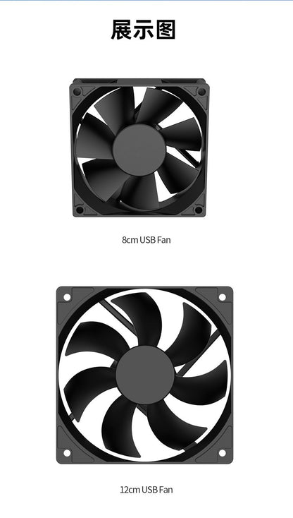 TEUCER 120mmx120mmx25mm 80mmx80mmx25mm 5V USB Exhaust Cooling Fan with Metal Mesh Foot Mat for Router TV Set-top Box Cooling