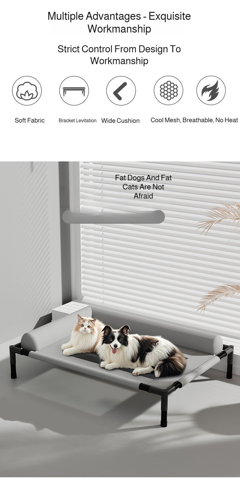 Winter Moisture-Proof Large Pet Bed Removable And Washable Off-The-Ground Bed Breathable Mesh Camp Bed Universal Pet Bed