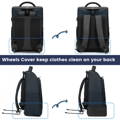 Mochila de Rodinhas Executiva com Rodas Mala de Bordo Impermeável para Viagem de Negócios Mochila para Laptop Malas de Bordo de 18 Polegadas