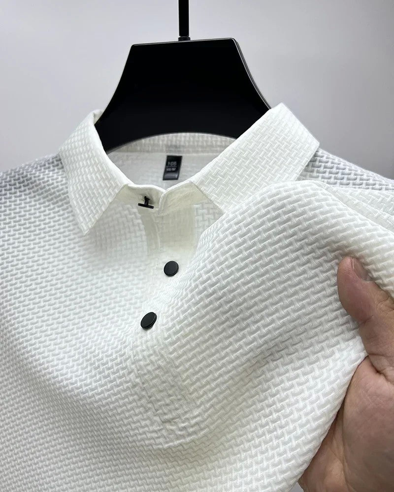 Brand Clothes Summer New Men's Short Sleeve T-shirt Ice Silk Cool and Breathable POLO Shirt Business Casual Sweat-absorbing Top