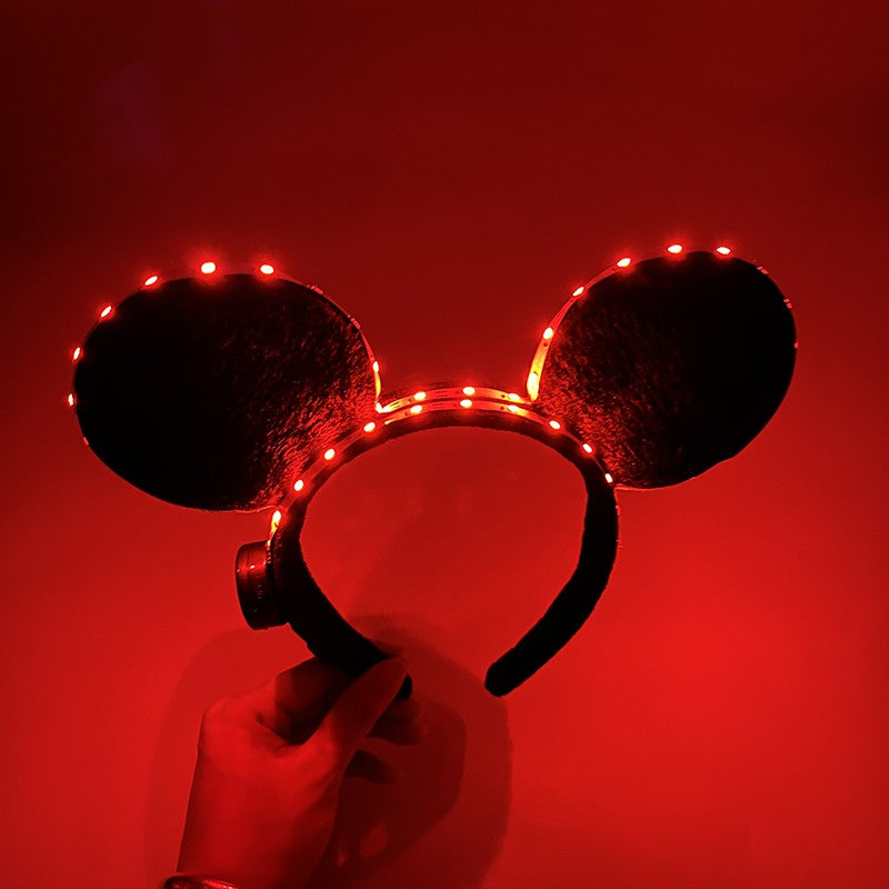1/2pcs LED Glowing Neon Mouse Ears Headband Girls Festival Headbands Mickey Hairband Children Birthday Party Hair Accessories