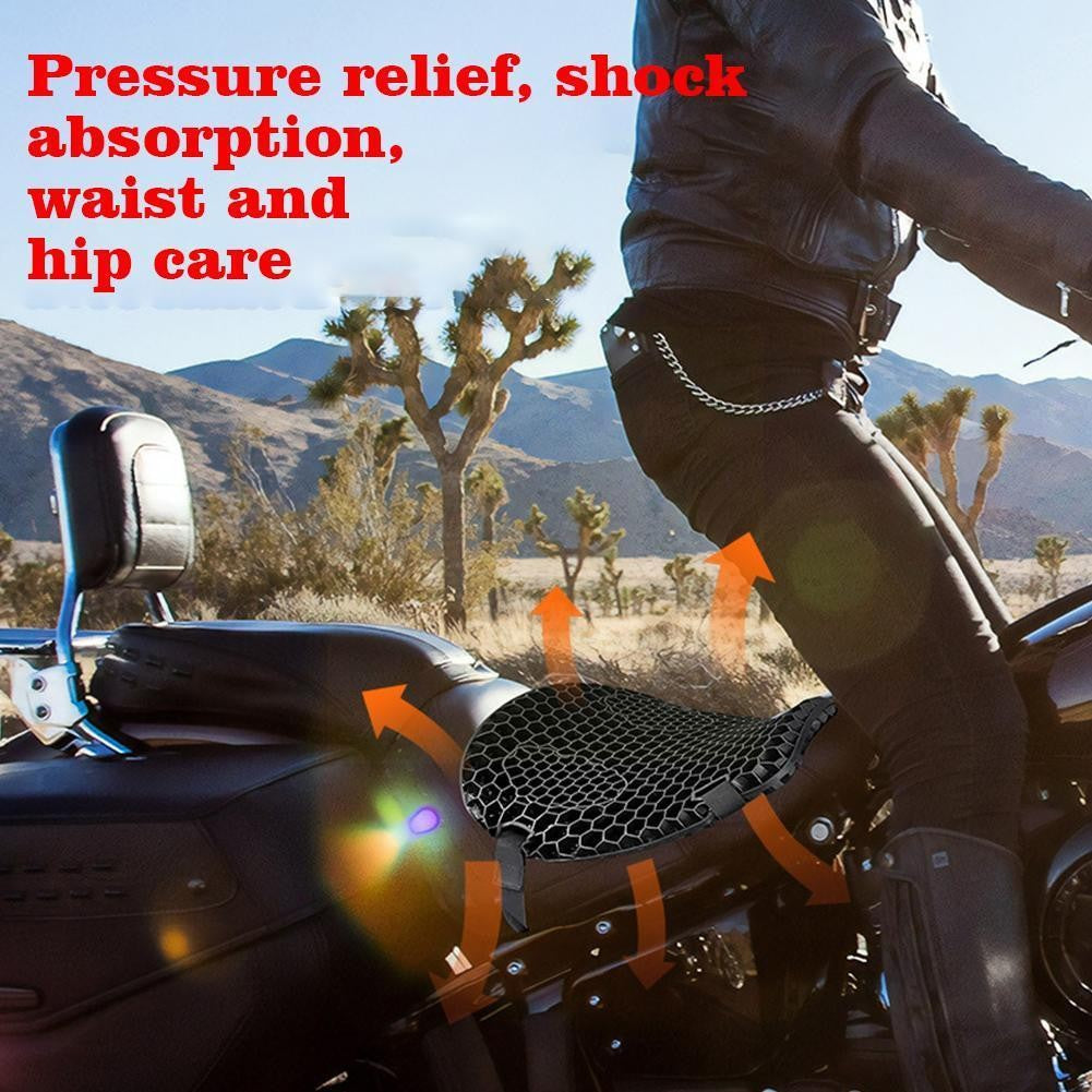 Almofada de Assento de Gel Colmeia para Moto Tecido de Malha 3D Capa de Descompressão Confortável para Moto Almofadas Absorventes de Choque e Alívio