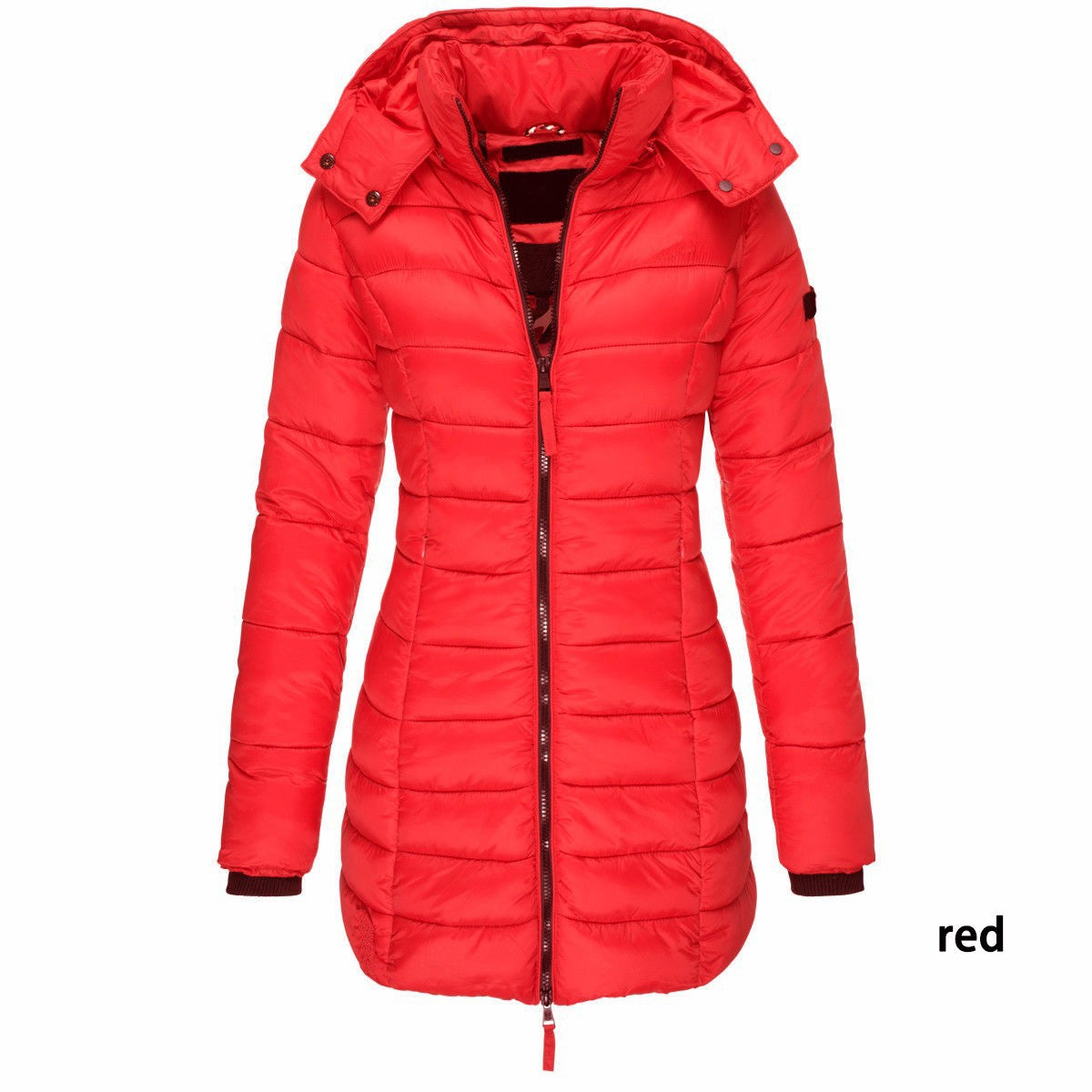 Winter Jackets for Women Zipper Hooded Cotton Padded Jackets Long Sleeve Warm Coat Slim Parka Female Portable Outwear