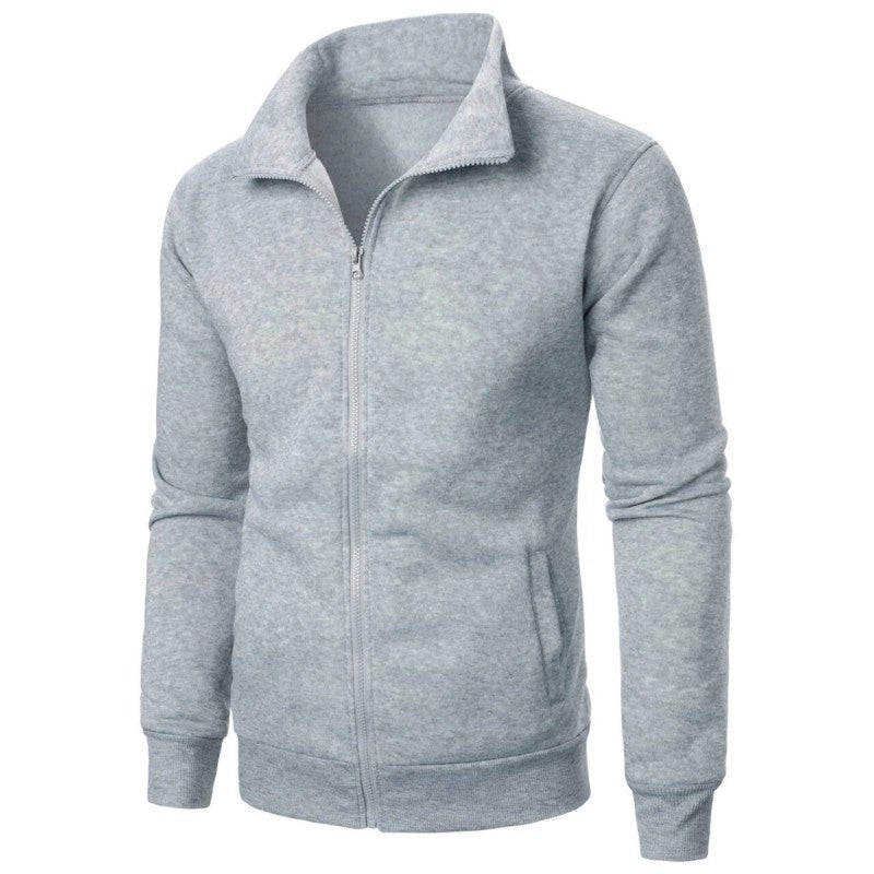 Autumn Men's Long Sleeve Zipper Jacket Coats Solid Color Warm Sweatshirts Casual Baseball Jacket Outdoor Streetwear