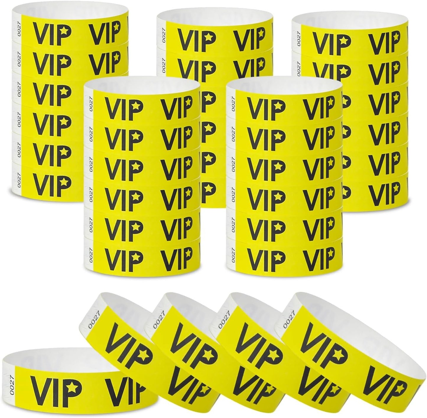 500 VIP Yellow Waterproof Paper Wristbands Lightweight Festival Event Identification Bracelets Party Favors