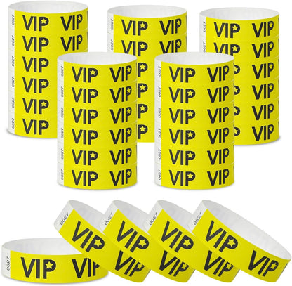 500 VIP Yellow Waterproof Paper Wristbands Lightweight Festival Event Identification Bracelets Party Favors