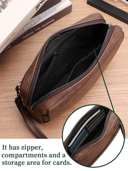 Minimalist Retro Handbag Fashion Business Casual Portable Large Capacity Multifunctional Wristlet Clutch Bag Cell Phone Bag