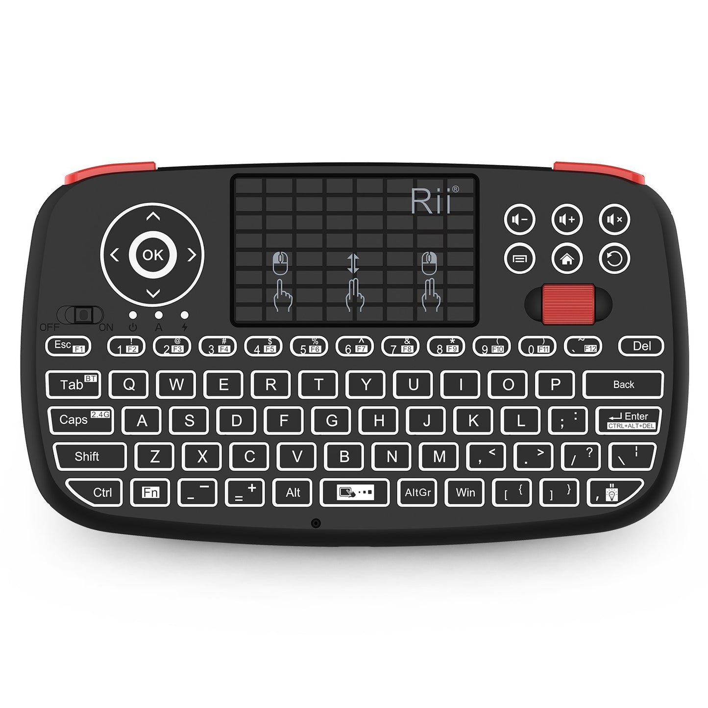 Teclado Sem Fio Bluetooth Rii i4 Mini Com Touchpad 2.4GHz Retroiluminado Mouse Controle Remoto Para Windows Android TV Box Smart TV