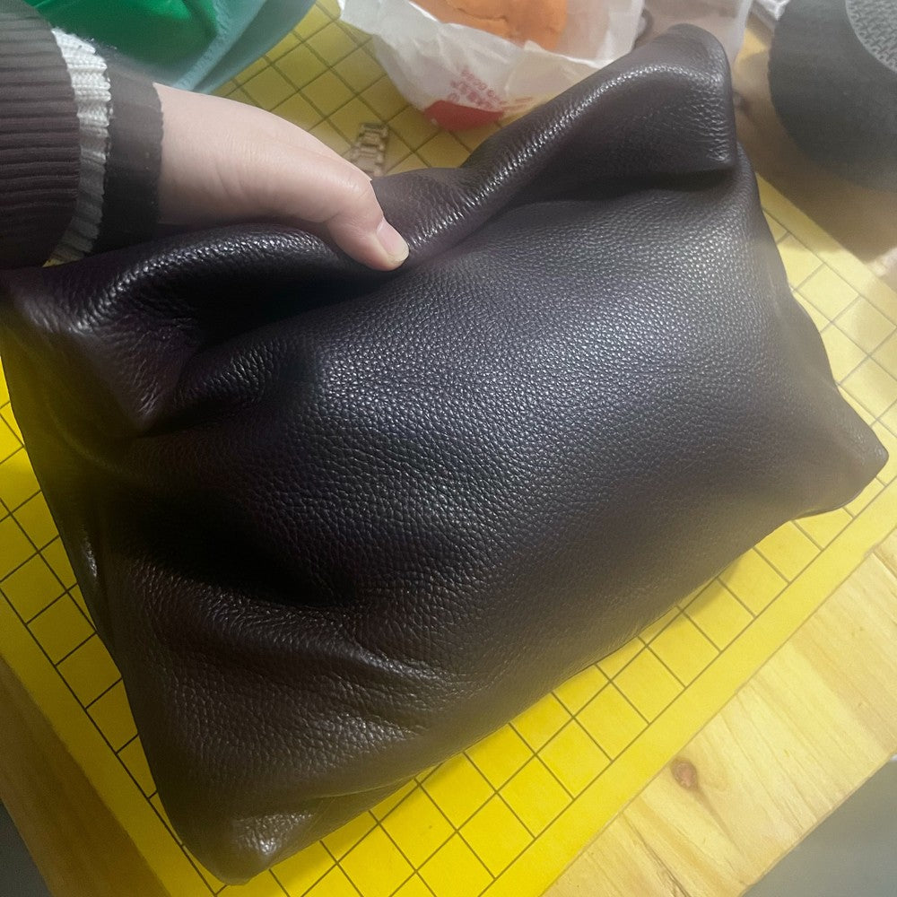 100% genuine leather Cowhide Handbag High Quality Leather Women's Foldable Designer Handbag Simple Magnet Handle Bags