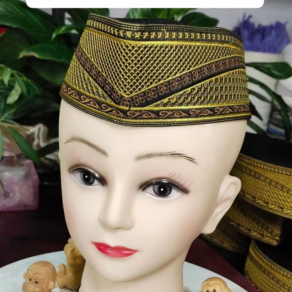 New Arrival Muslim Boat Hats for Women Men Gold Caps Embroidery Arabic Eid Prayer Evening Party Elegant Hijab Headwraps Hat