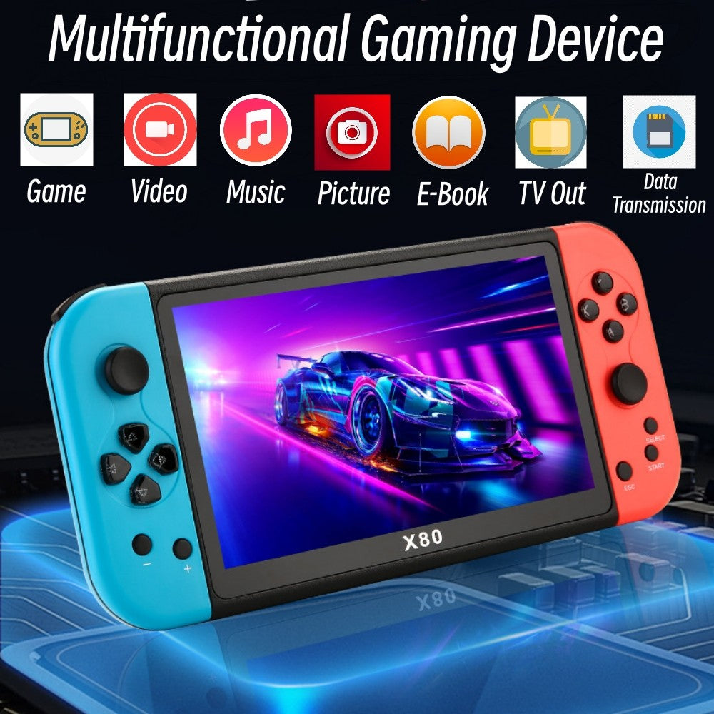 10000 Free Games X80 Portable Game Console 7 Inch Screen Handheld Game Player 16GB For PS1/MAME Retro Arcade Game Support TV Out