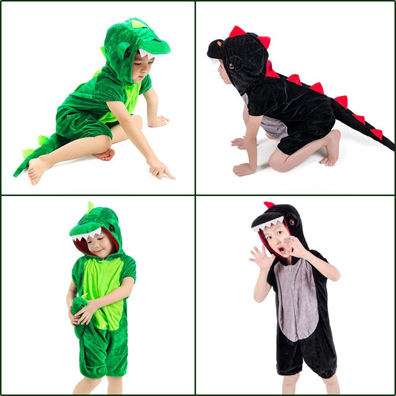 Cute Child Dinosaur Kugurumi Costume Cosplay Boys 2-4T 4-8Y Green Black Kindergarten School Party Game Role Play Suit Umorden
