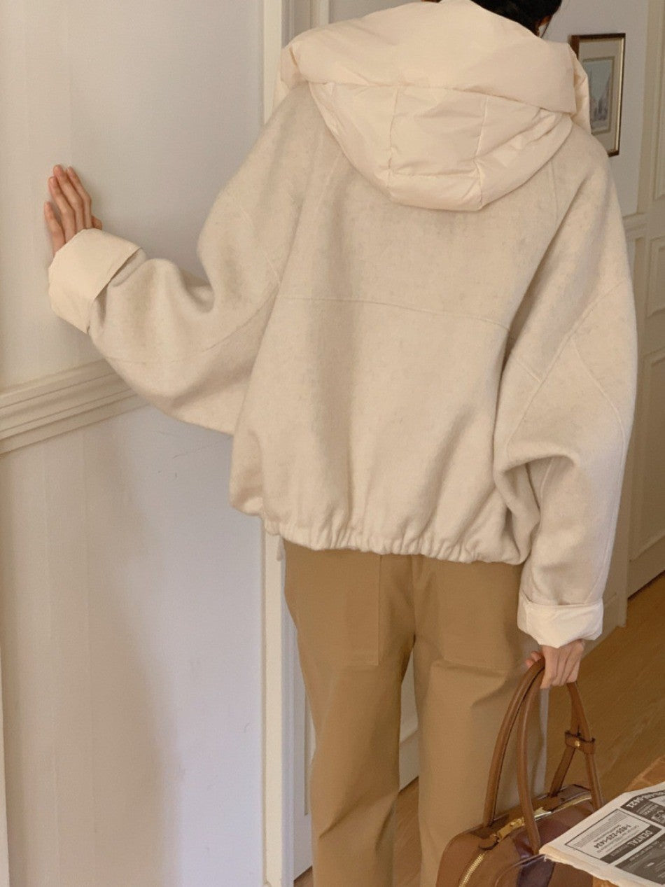 New Coats and Jackets Autumn Winter New Elegant Hooded Detachable Lace Up Short Woolen Coat Korean Fashion Casual Loose Jackets