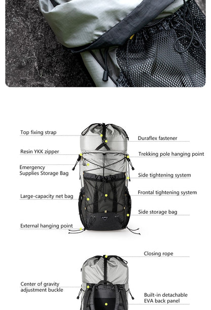 BISINNA Camping Backpack 25+10L Ultralight Travel Bag for Men Women Large Capacity Outdoor Sports Climbing Hiking Backpack