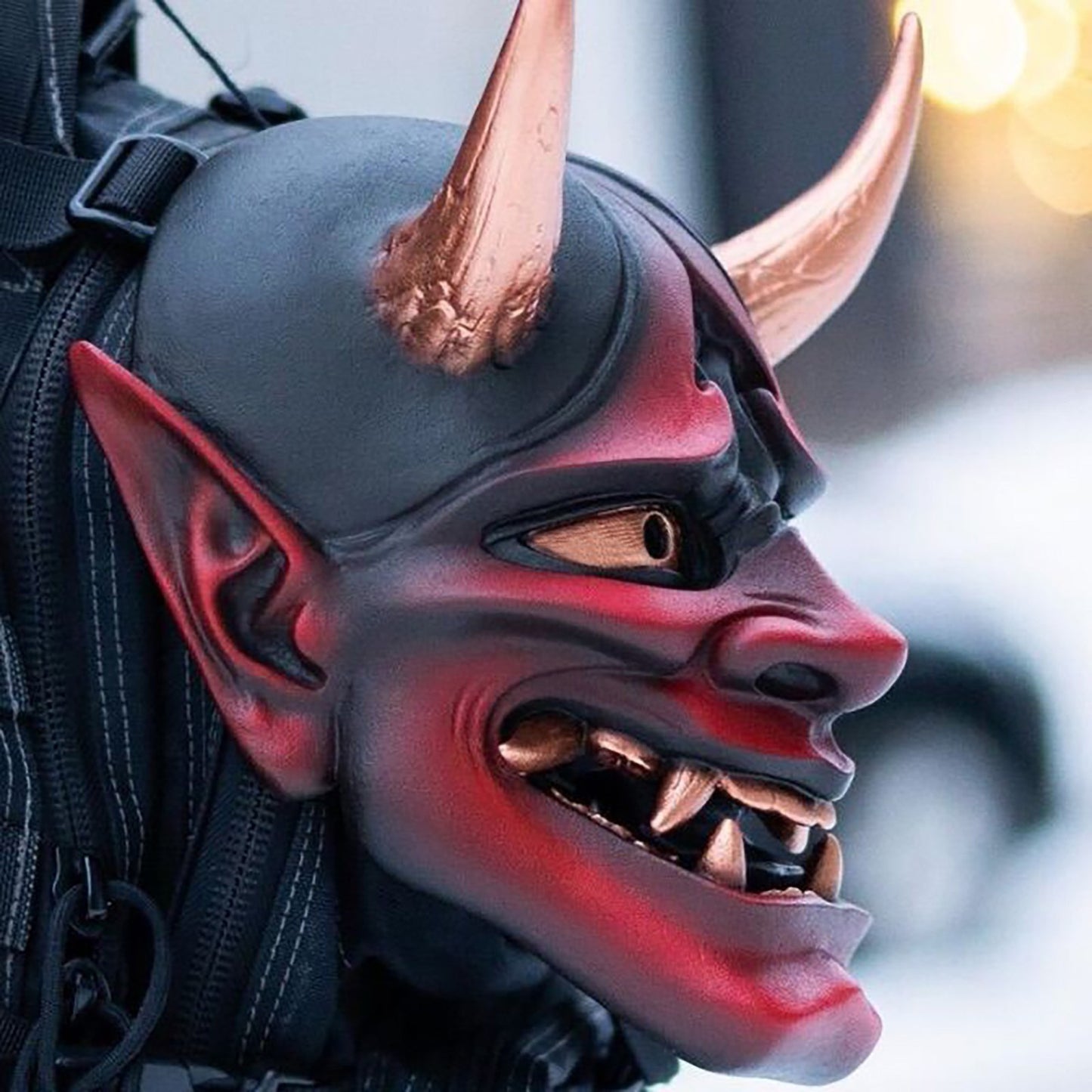 Halloween Prajna Mask Japanese Color Bonjour Noh Kabuki Demon Mask Hundred Ghosts Night Out Resin Ghost Samurai Props Party Mask