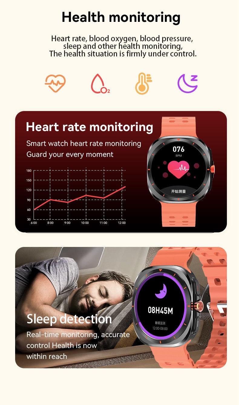 G.L Wear New Watch 7 Ultra Bluetooth Call Voice Assistant Heart Rate Monitor 1.52 inch AMOLED Screen Man Woman Smart Watch Gift