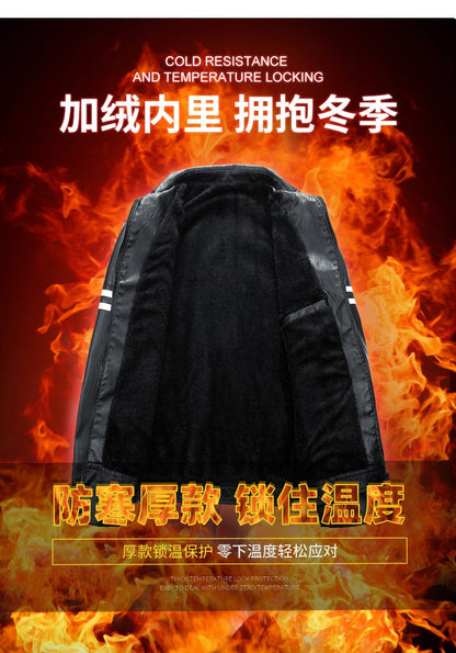 Men's Season Pu Motorcycle Leather Jacket Solid Color Lapels Jacket Coats Fashion Men's Top