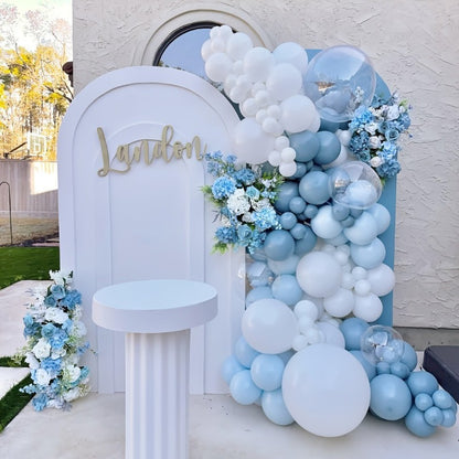 A Set of 32 Light Blue Balloons 10-inch Sand White Light Blue and White Balloons for Wedding Celebrations Gender Reveal Party