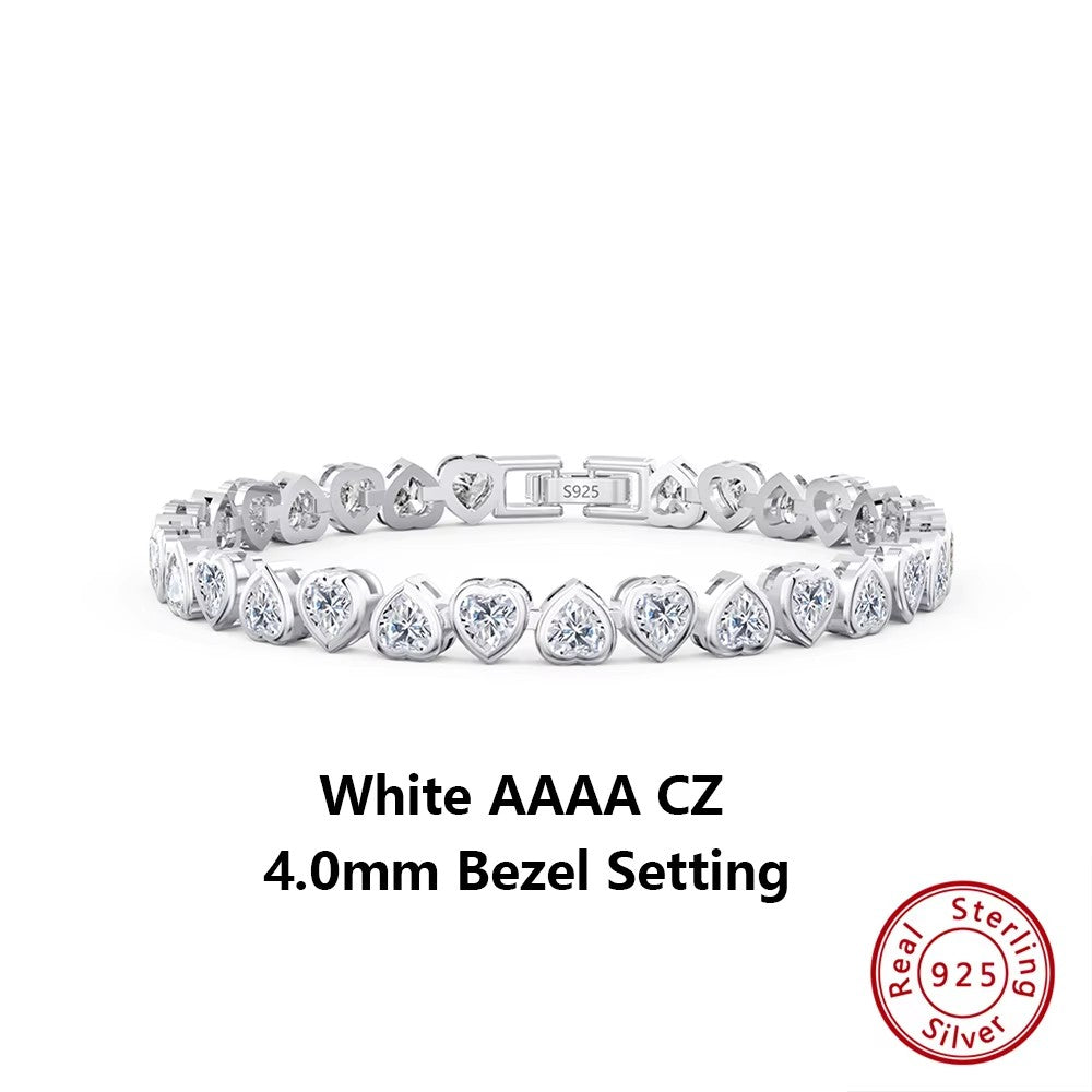 ORSA JEWELS Authentic 925 Sterling Silver Tennis Chain Bracelet Moulding Process Hanmade High-end Hand Chain for Man Woman SB128