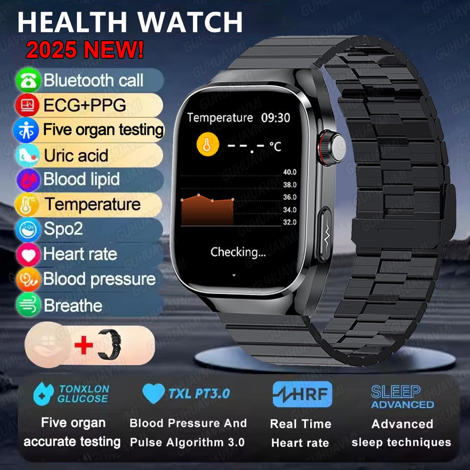 2025Novo Micro Exame Físico Smartwatch Para Homens Ácido Úrico Gordura Corporal Relógios de Saúde de Cinco Órgãos Chamada Bluetooth SmartBracelet