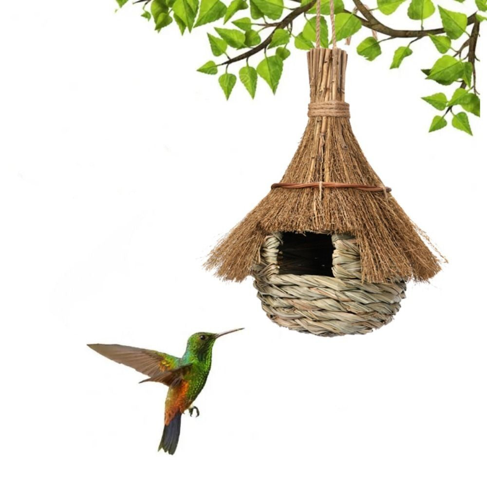 Casa para Pássaros Pendurada, Feita à Mão, de Grama, Ecológica, Gaiolas de Palha para Pássaros, Ninho Aconchegante para Pássaros, Abrigo contra o Frio
