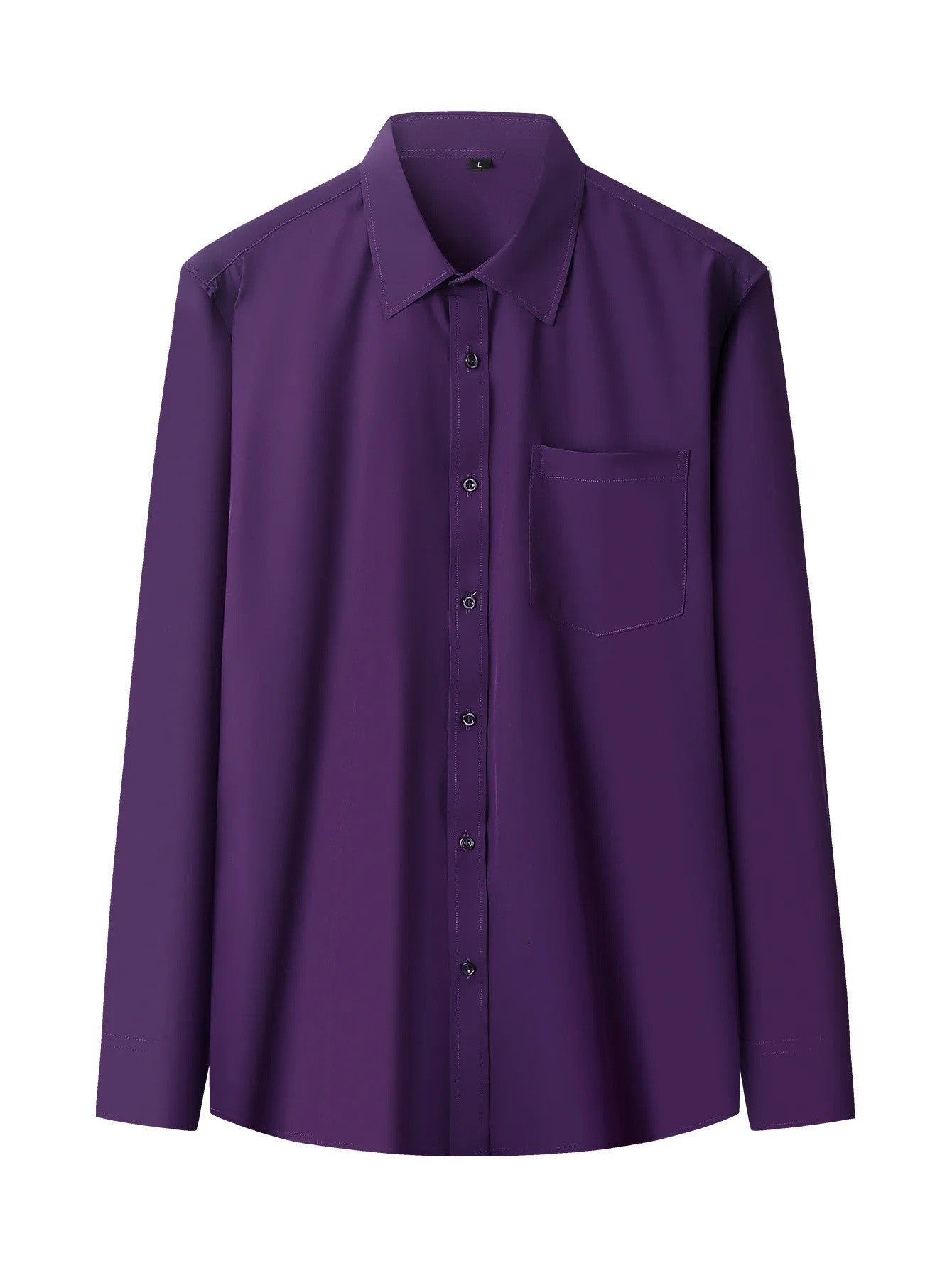 Iron-Free Long Sleeve Silk Smooth Drapey Wedding Shirt for Men Summer Business Formal Wine Red Large Size Men's Clothing