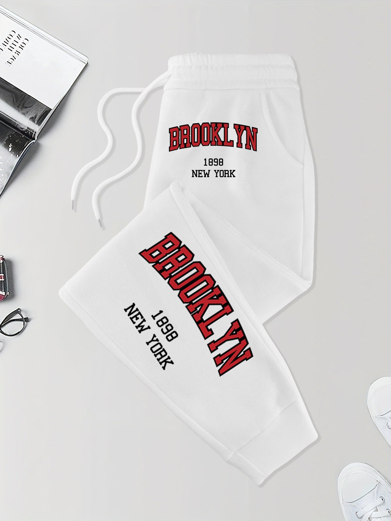 Brooklyn New York 1898 Prints Pocket Sweatpants Men'S Street Autumn Long Pants Elastic Waist Jogging Trousers Basic Comfy Pant