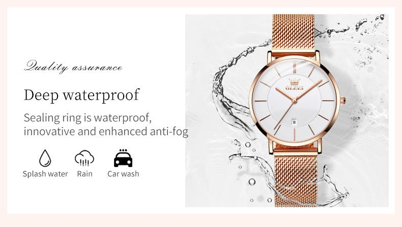 OLEVS 5869 Fashion Women's Watches Milanese Mesh Belt Waterproof Simplicity Versatile Quartz Watch for Lady Original Wristwatch