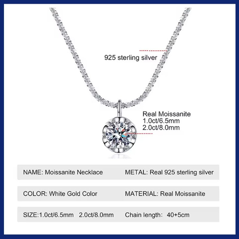 Colar Clássico Coroa TEN CARATS s925 Prata Esterlina Moissanite VVS1 para Mulheres Joia Certificada GRA Presente com frete grátis