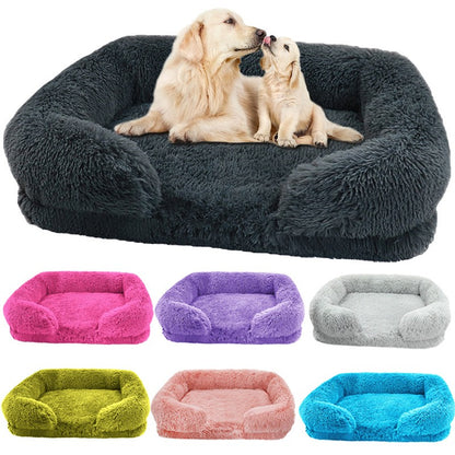 Camas de Inverno Retangulares P M G GG para Cães Lavável Pelúcia Macia Cama de Gato Colchonete Almofada para Pet Canil Grande Médio camas para perro