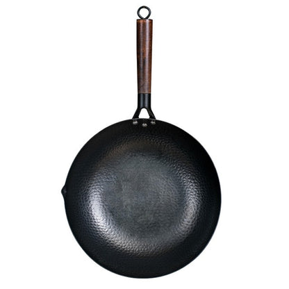 Panela Wok de Ferro Puro Konco, Panela de Ferro Fundido Antiaderente, Uso Geral para Fogão a Gás e Indução 32cm