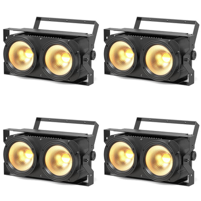 U'King 4PCS 200W LED 2IN1 COB Par Light DMX Cool&Warm White Lighting Stage Light 2 Eyes LED Blinder Light for DJ Party Wedding