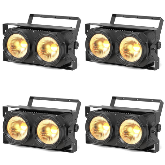 U'King 4PCS 200W LED 2IN1 COB Par Light DMX Cool&Warm White Lighting Stage Light 2 Eyes LED Blinder Light for DJ Party Wedding