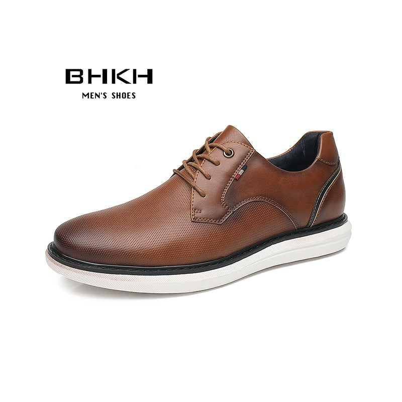 BHKH 2025 Genuine Leather Dress Shoes Comfy Men Casual Shoes Smart Business Work Office Lace-up Men Shoes
