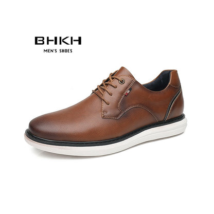 BHKH 2025 Genuine Leather Dress Shoes Comfy Men Casual Shoes Smart Business Work Office Lace-up Men Shoes