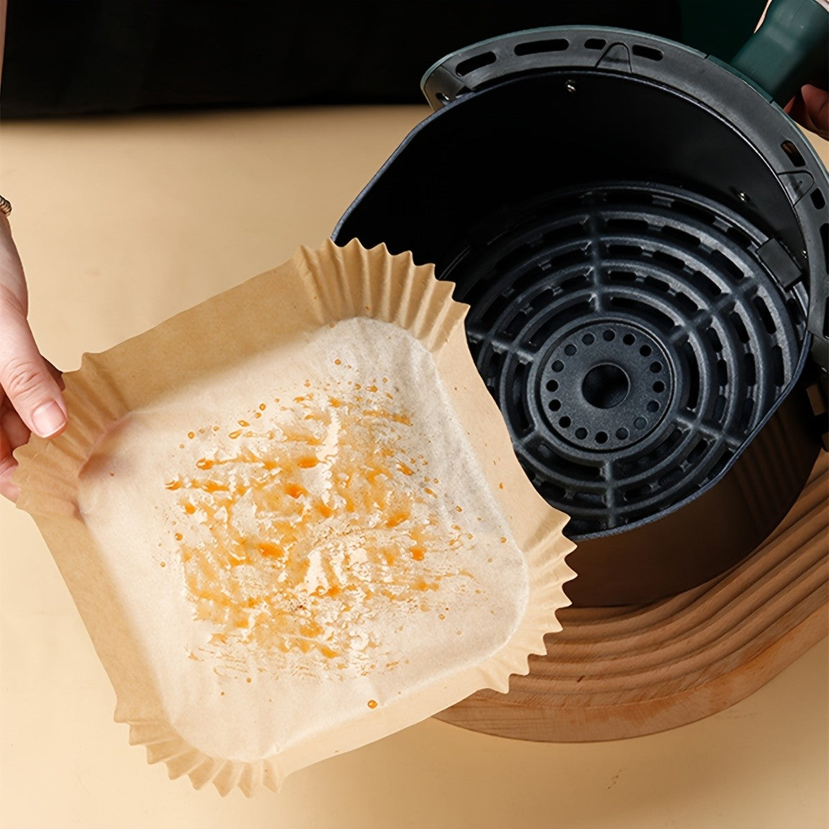 30/50/100 Peças Fritadeira Air Fryer Papel Descartável Antiaderente Redondo Forros de Papel para Airfryer Acessórios de Cozinha de Papel