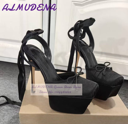 Wooden Pattern Chunky Heel Dress Pumps Black Nude Matte Platform Banquet Shoes Cork Block Heels Striped Footwear Patchwork Heels