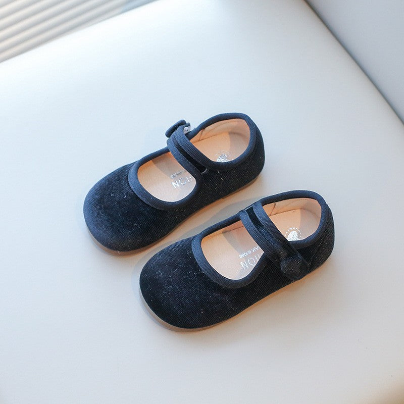 2025 Princess Flat Shoes for Baby Girls Kids Autumn Vintage Soft-sole Flatties with Low-cut Uppers Children Flats