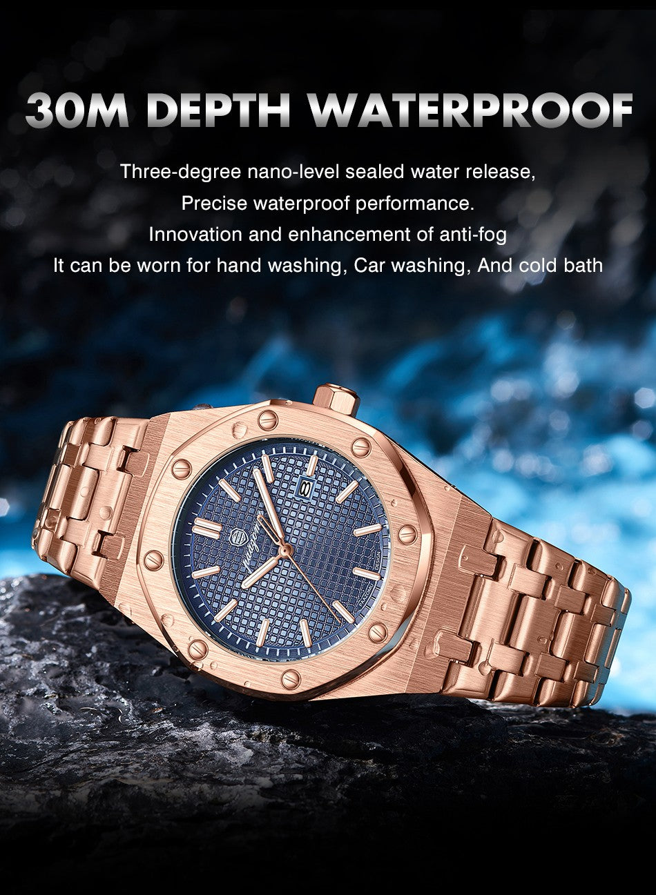 PAAZOMU Luxury Business Man Wristwatch Waterproof Luminous Date Men Watch Stainless Steel Fashion Quartz Watches For Men Reloj