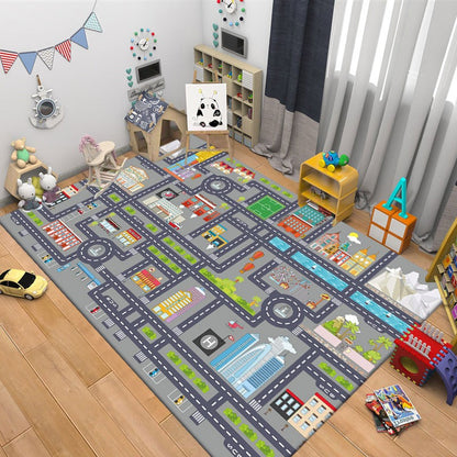 Creative Cartoon Car Track Living Room Rugs Children's Bedroom Bedside Floor Carpet Sofa Coffee Table Rug Puzzle Game Carpets