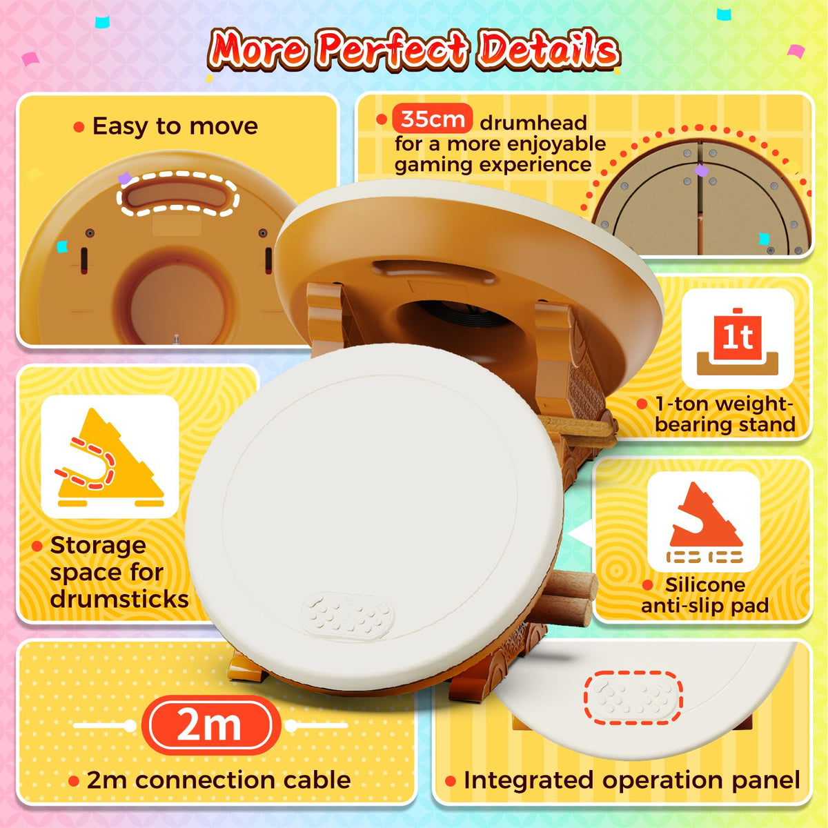 IINE Taiko Drum Controller Pro max Compatible With Nintendo Switch/PS4/PS5/PC