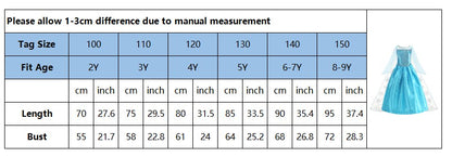 2026 Vestidos Snow Queen Princess Dress Girls Costume Halloween Kids Role-play Carnival Children Birthday Party Dress
