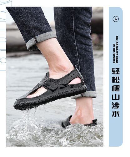 Summer Men Sandals Genuine Leather Mens Casual Shoes Outdoor Men Leather Sandals for Men Beach Shoes Roman mens Shoes