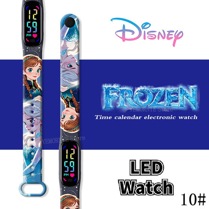 Disney Frozen Digital Kids' Watches Anime Figures LED Luminous Watch Touch Waterproof Electronic Sports Watch Kids Birthday Gift