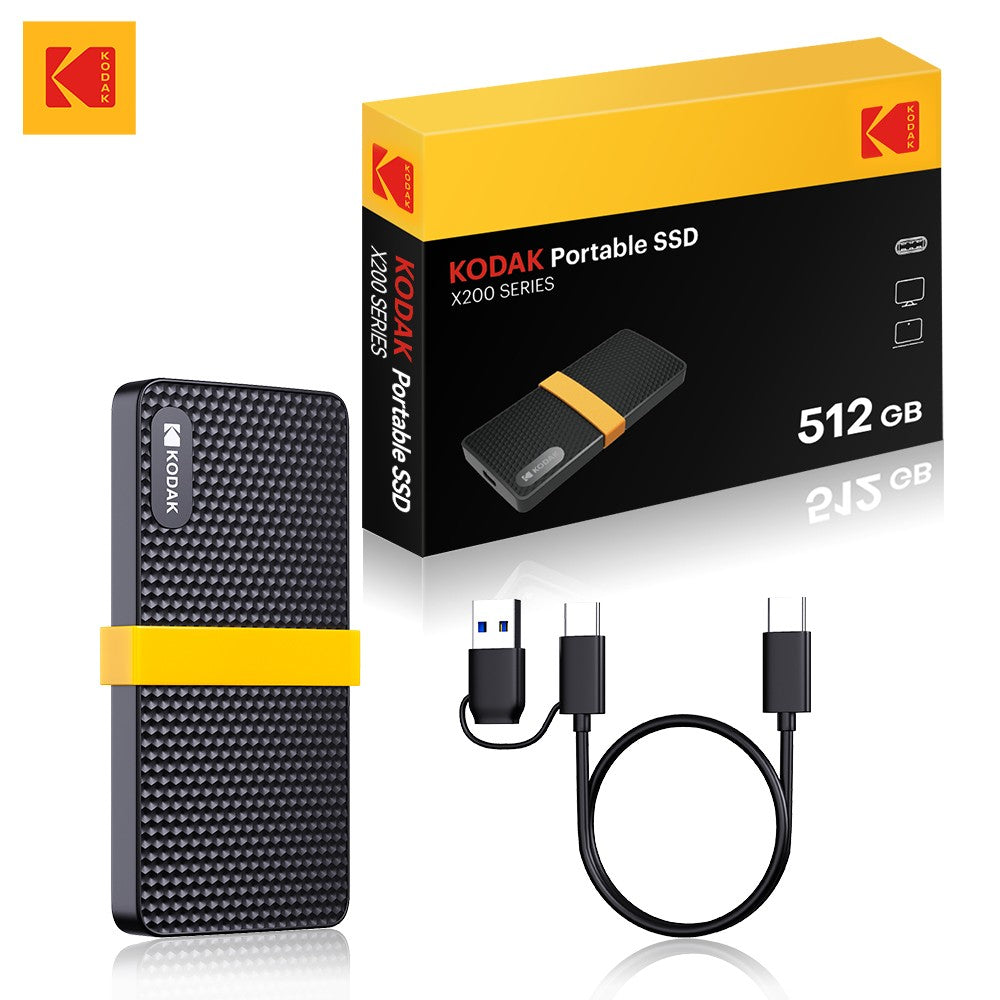 KODAK X200 External SSD Hard Drive HD Externo USB3.1 and Type- Mini Portable SSD 256B 512GB 1TB For Laptops Smartphone PS4 PC TV