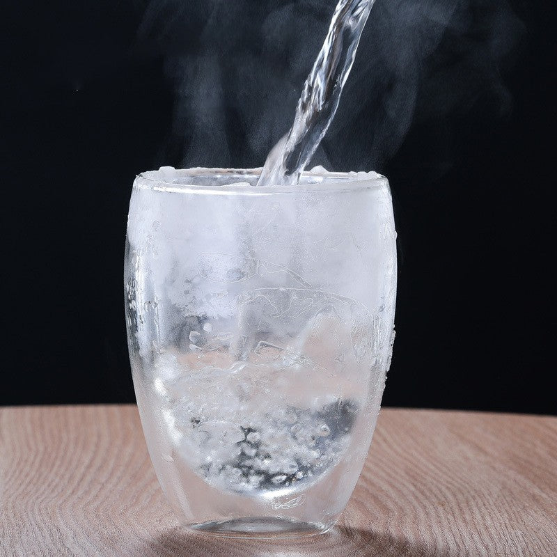 Copo de Vidro de Parede Dupla Isolamento Térmico Transparente Feito à Mão para Chá Copos MINI de Uísque Caneca de Café Expresso Conjunto de 250-450ml