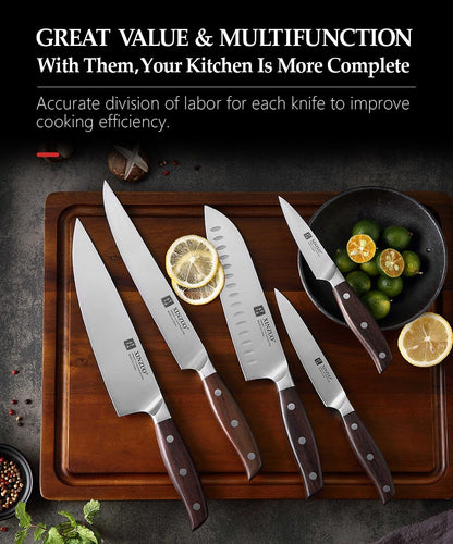 XINZUO 1PC/5PCS High Quality 3.5+5+8+8+8"  Paring Utility Cleaver Chef Knife Germany 1.4116 Stainless Steel Kitchen Knife Sets