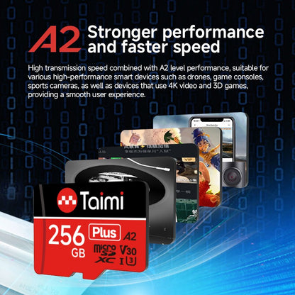Cartão de memória Taimi Ultra microSDXC UHS-I - C10, U3, Full HD, A2, cartão MicroSD de 64 GB 256 GB para gravação e leitura em alta velocidade