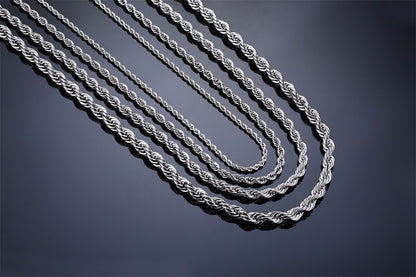 Ropes Long Necklace for Men Women,Stainless Steel Gold Color Twisted Rope Chain Collar,2/3/4/5mm Punk Basic Waterproof Jewelry